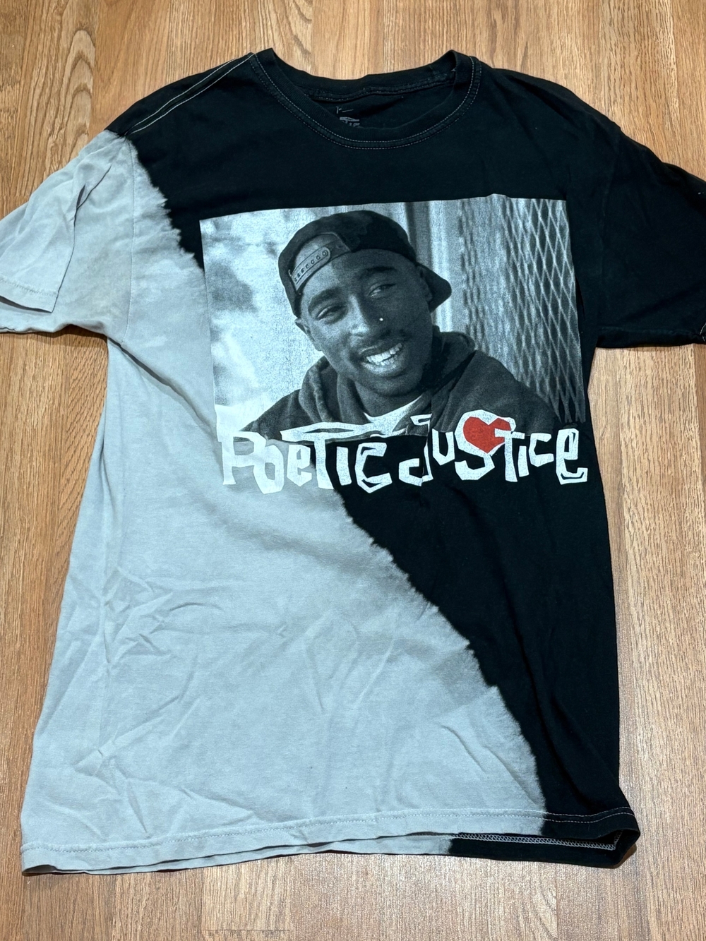 Poetic Justice Two-Tone Short Sleeve Tee - Black & Light Gray